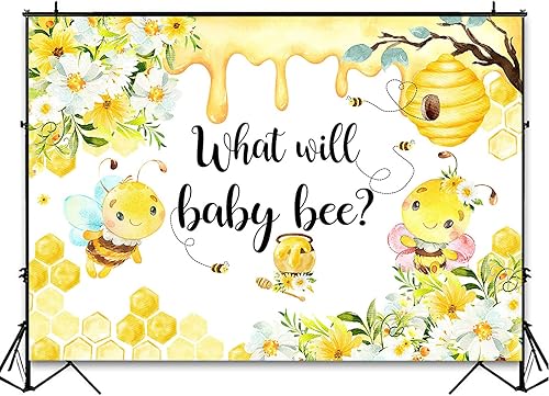 Miniatura 4 de Avezano Fondo de revelación de género de abeja con diseño de panal de abeja, girasol, abejorro o abeja de miel, lo que hará la abeja bebé,