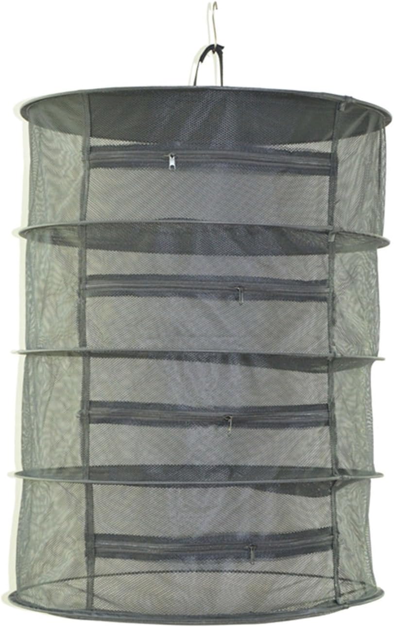 BoHongKang 58CM Drying Net 4 layer With Zippers Herb Drying System Net BLACK