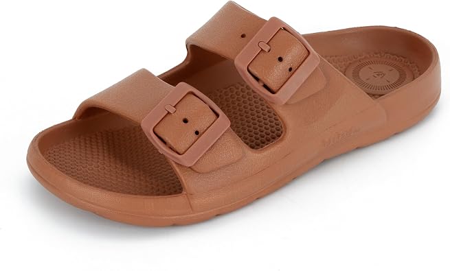 totes Womens Everywear Lightweight Waterproof Adjustable Double Buckle Slide Sandal
