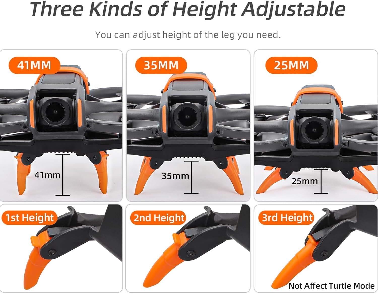 Landing Gear for DJI Avata 2 Drone Spider Landing Leg Foldable Extension Kit Quick Release Height Extended Leg Feet for Avata 2 Drone Accessories(Orange Gray)