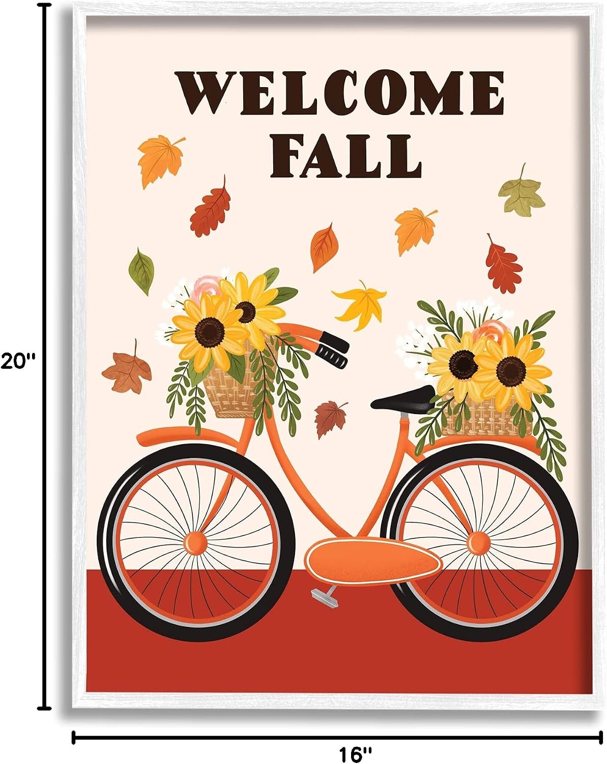'Welcome Fall Saying Orange Harvest Bicycle'| Framed Giclee Art | Stupell Industries | White, 16 x 20 Inches, Easy to Hang and Sturdy, Made in USA, by Jo Taylor