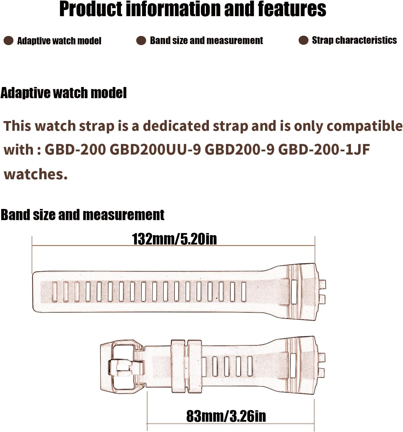 XIW Compatible for 27mm Casio 10631654 GBD-200 GBD200UU-9 GBD-200-1JF GBD200-9 Resin Watch Band Replacement for women Wirstband Strap men wirst Bracelet (Black Band)