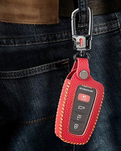 Miniatura 7 de Funda de cuero para llavero Toyota con llavero, funda protectora de cuero compatible con Rav4 Highlander Camry Corolla Avalon C-Hr Prius 2018 - 2024