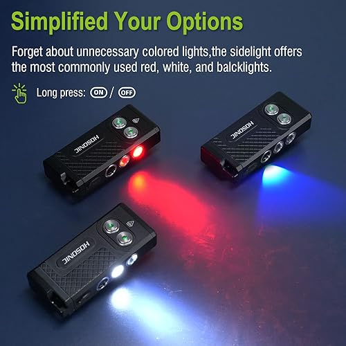 Miniatura 20 de E9 pequeña linterna EDC potente, brillante recargable mini llavero linternas con 365nm UV rojo azul luz 12 modos, luz de flash magnética IPX4