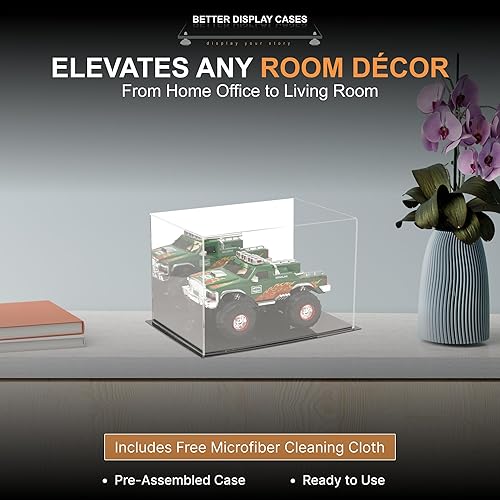 Vista 226 de Better Display Cases Versátil vitrina de acrílico transparente - Caja rectangular grande con base blanca 18" x 12" x 3" (BK09)