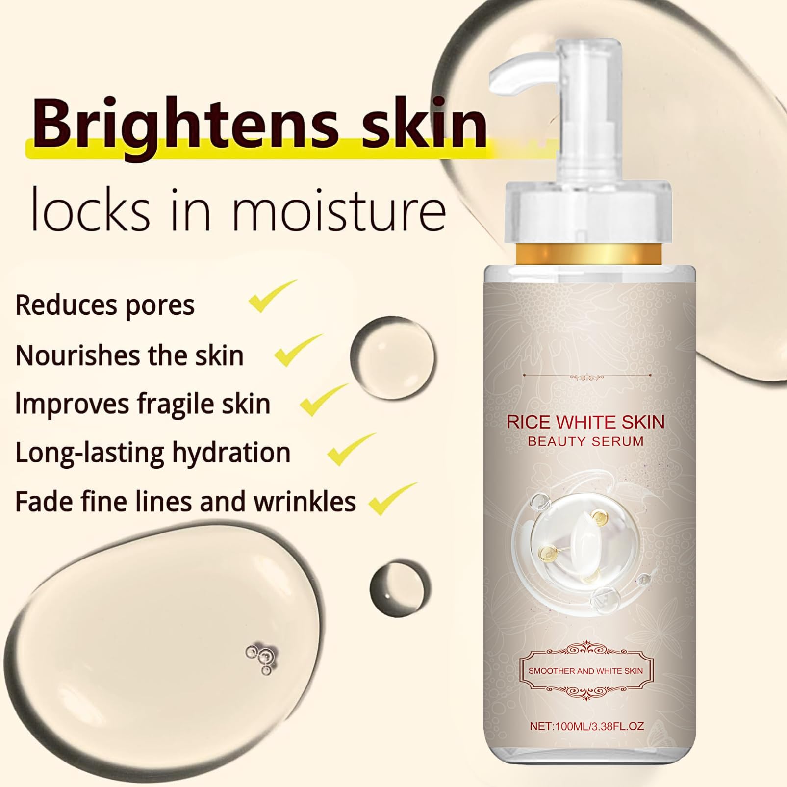 Organic Rice Serum, Anti-Wrinkle White Rice Face Serum - Image 2