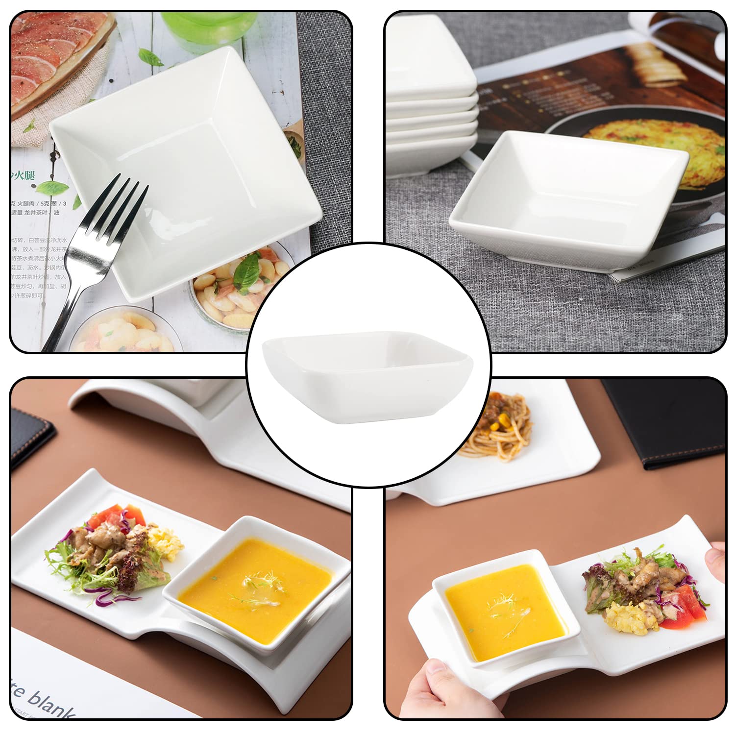 Ciotole Immersione Weenwill Ciotole Salsa Quadrate 12 Pezzi - Per Sushi E Antipasti Ciotole Aperitivo