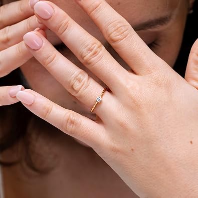 Angara Knife-Edged Round Diamond Solitaire Engagement Ring in Sterling Silver/14K Solid Gold | Natural Diamond Solitaire Ring for Women | April Birthstone Jewelry Gift