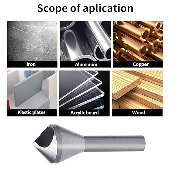 Countersink Drill Bit, 4 Pcs Countersink Drill Bit Set, Titanium Coated HSS 4241 Wood Drill Bits, 90 Degree for Crosshole Cutting Wood, Metal, Plastic (Silver)