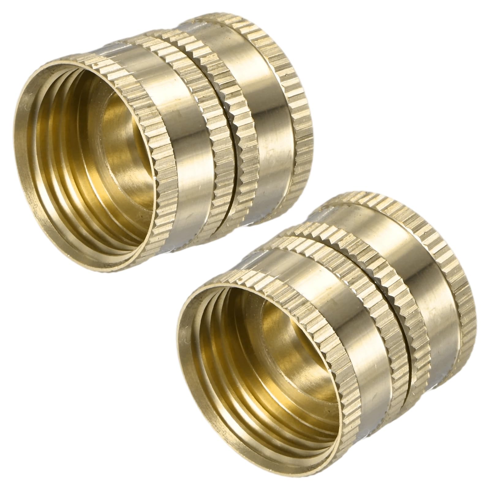 M METERXITY 2-Pack 3/4" GHT Double Female Hose Adapter, Brass Garden Hose Fittings Connector for Faucet/Irrigation System Quick Connect, Water Pipe Adapter