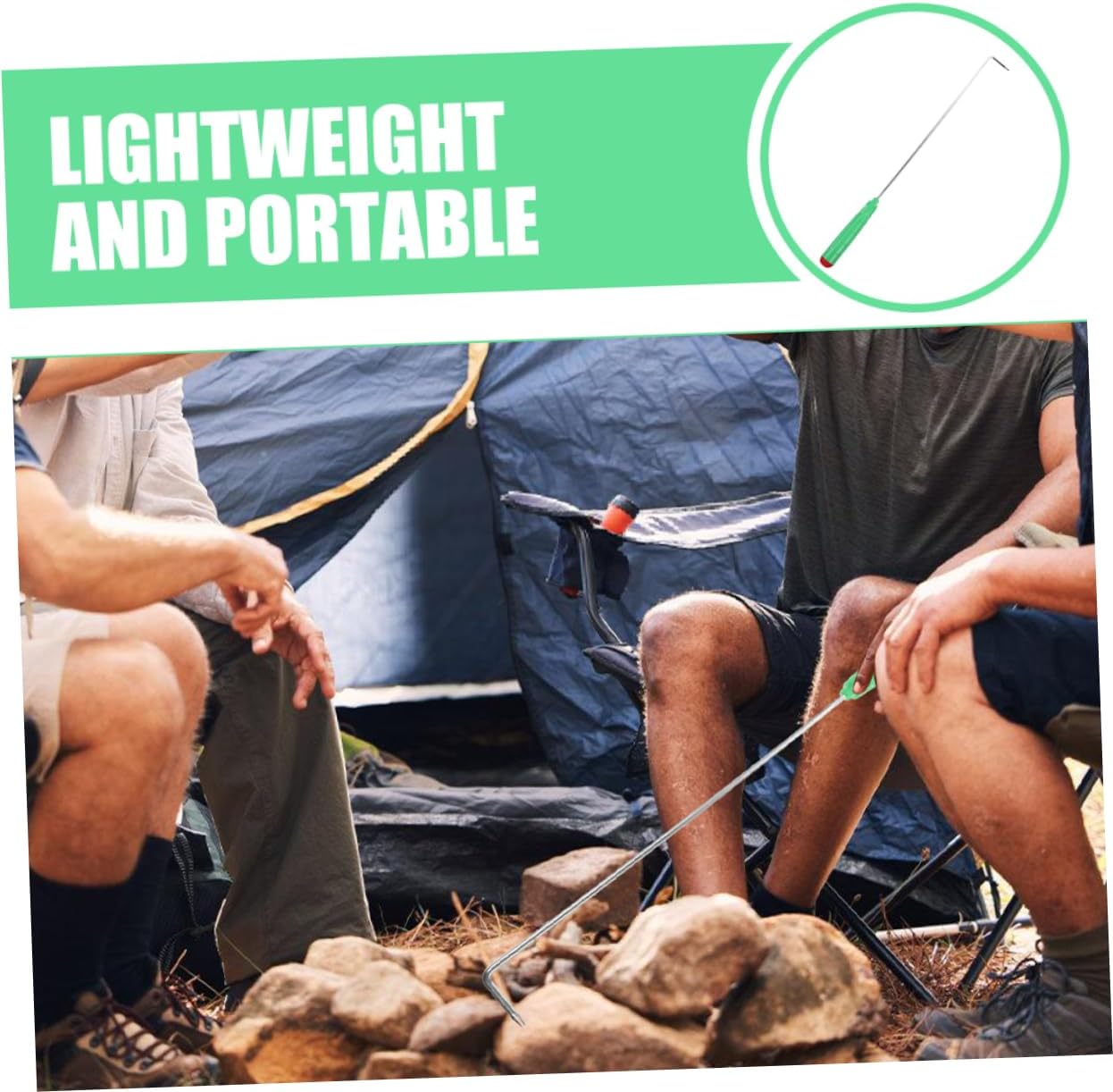 Portable Fire Poker with Extra Long Handle, Lightweight Outdoor Tool