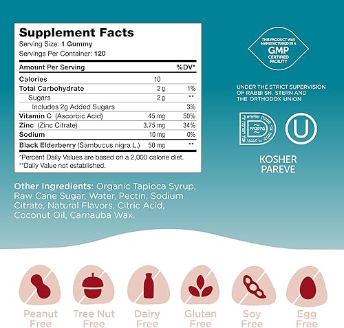Miniatura 5 de Zahler - Chapter One - Gomitas de apoyo inmunológico para niños con vitaminas C, zinc y saúco negro (120 gomitas saborizadas) Kosher Immunity