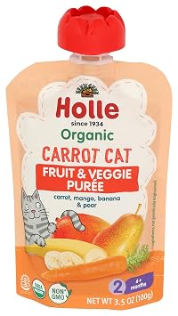 Holle, Organic Carrot Cat Fruit & Veggie Puree, 3.5 Ounce