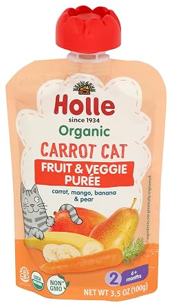 Holle, Organic Carrot Cat Fruit & Veggie Puree, 3.5 Ounce