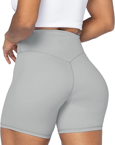 Sunzel - Pantalones cortos de tiro alto tipo ciclista para mujer, sin costuras frontales, a prueba de sentadillas, para yoga, entrenamiento,