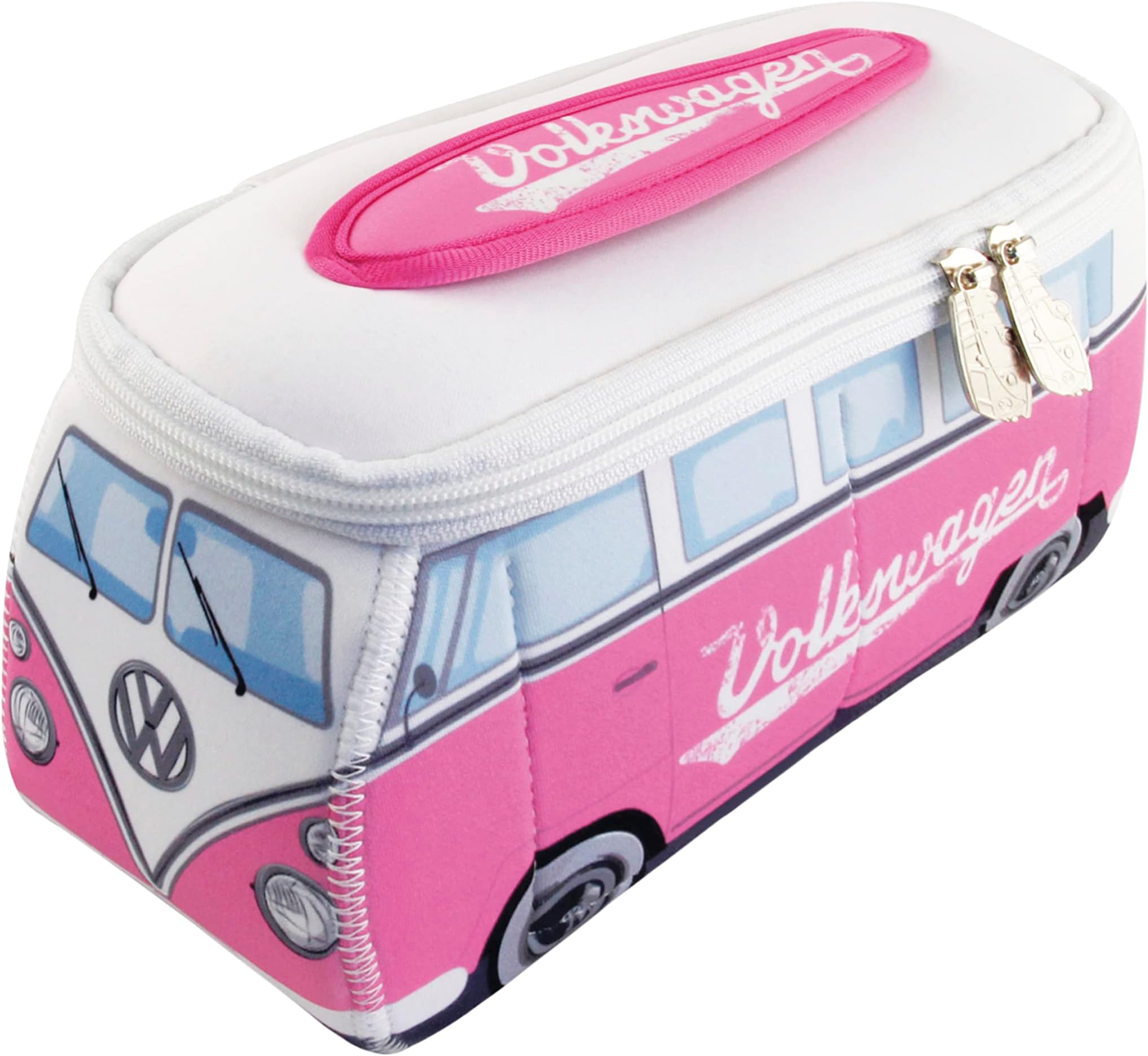 VW Collection - Volkswagen Neoprene Universal Makeup Cosmetics Toiletry Travel Pharmacy Bag in T1 Bus Design (Pink/Large) (Small (9.1 x 4.3 x 3.1 inches))