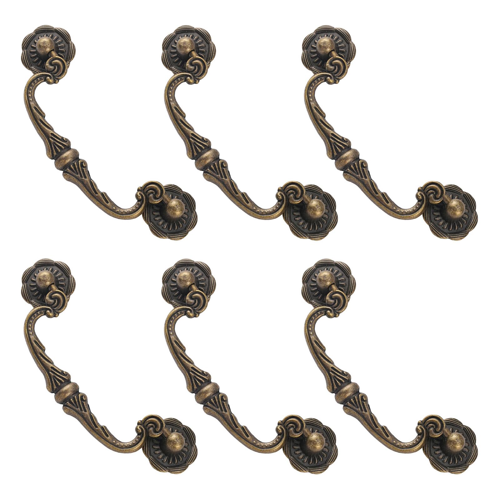 Tirador de armario vintage metálico de 86 mm para muebles de cocina y cajones retro, 6 piezas
