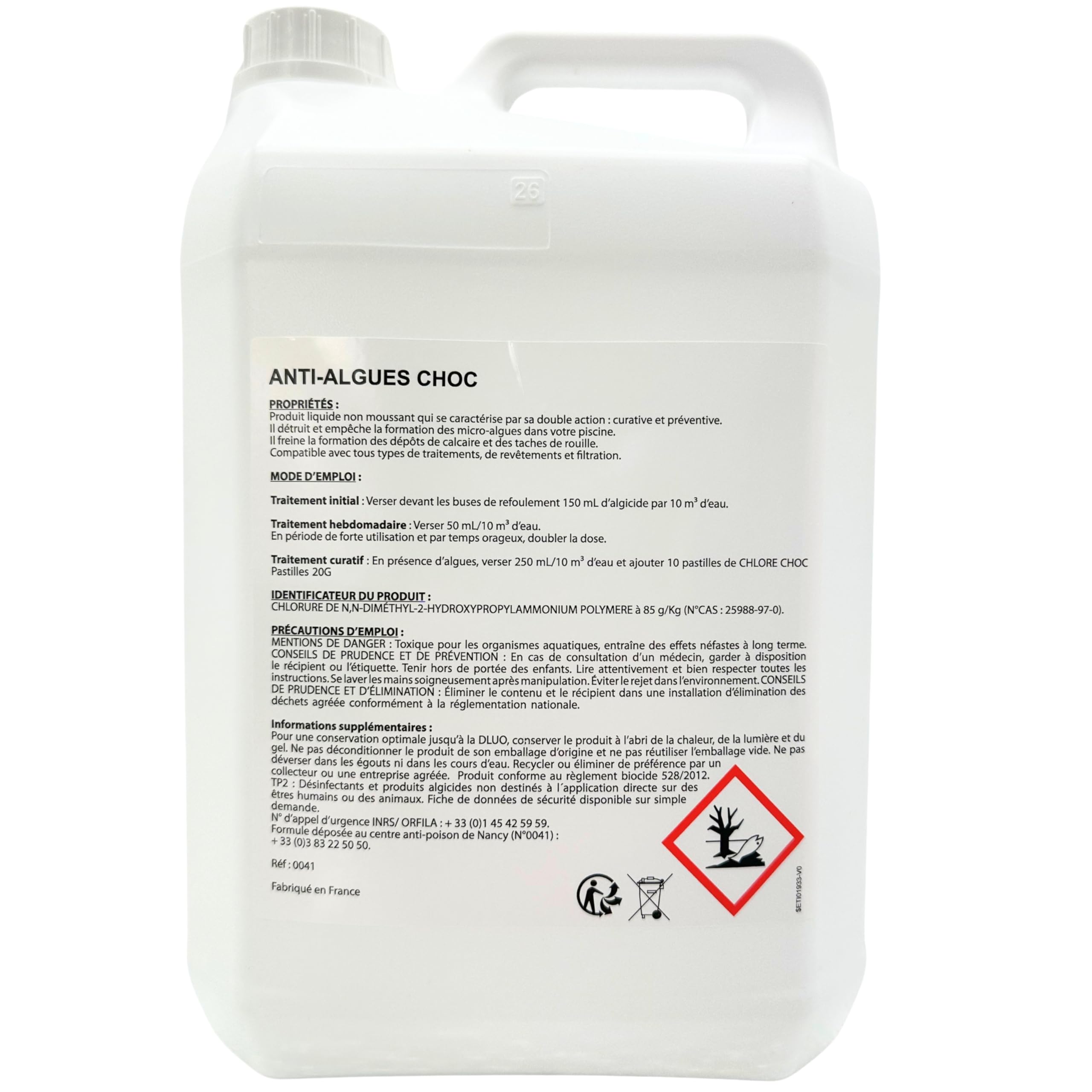 Algicide Anti-Algues Choc Piscine 5L | Rattrapage Eau Verte & Eaux Troubles | Double Action Préventive & Curative | Stop Algues pour Piscine et Spa