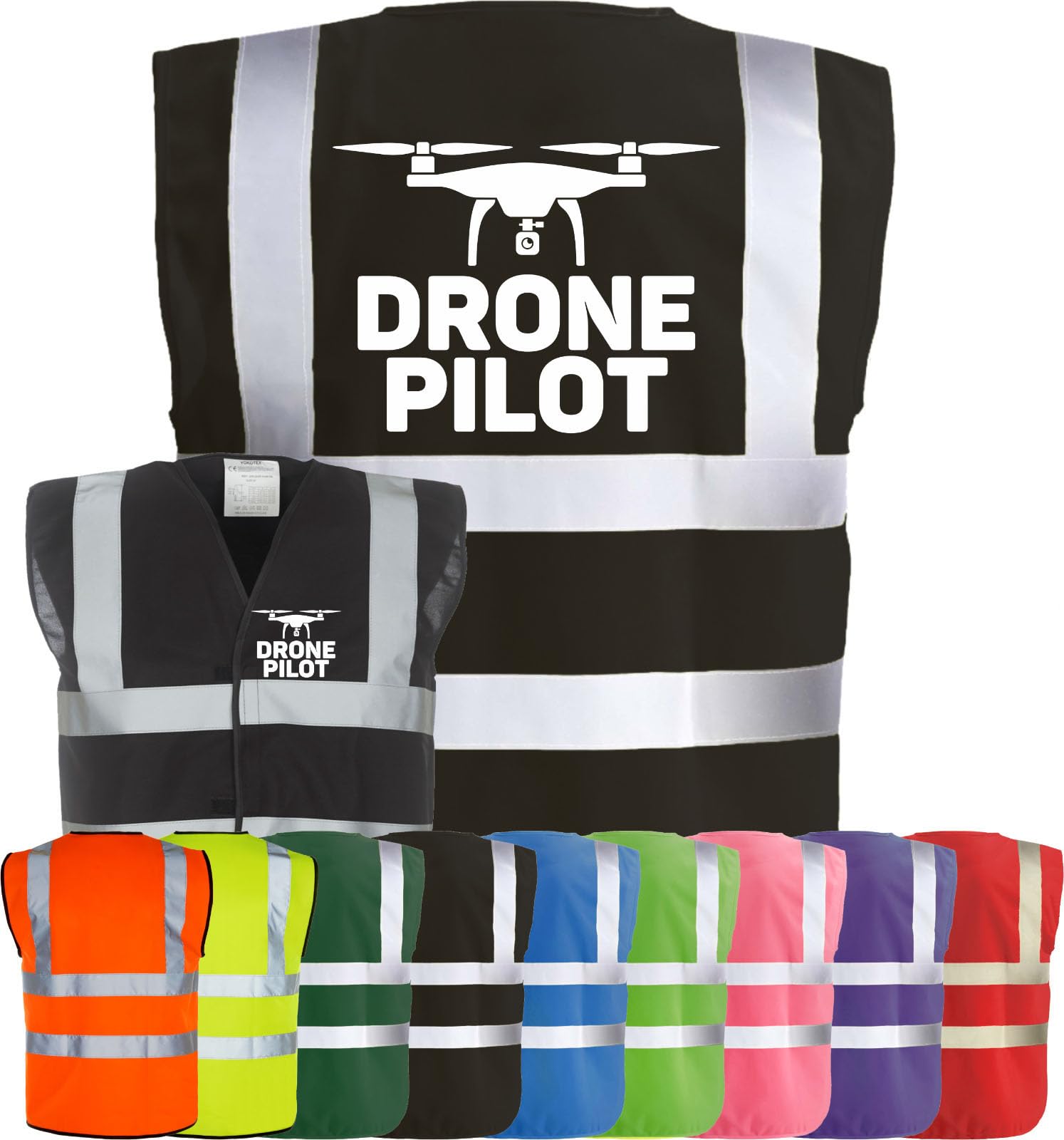Corporate Togs DRONE PILOT OPERATOR Quadcopter UAV Hi-Vis Vest - High Visibility Safety Waistcoat, Fastening and Fully EN471 Health & Safety Compliant Waistcoat | Safety Apparel