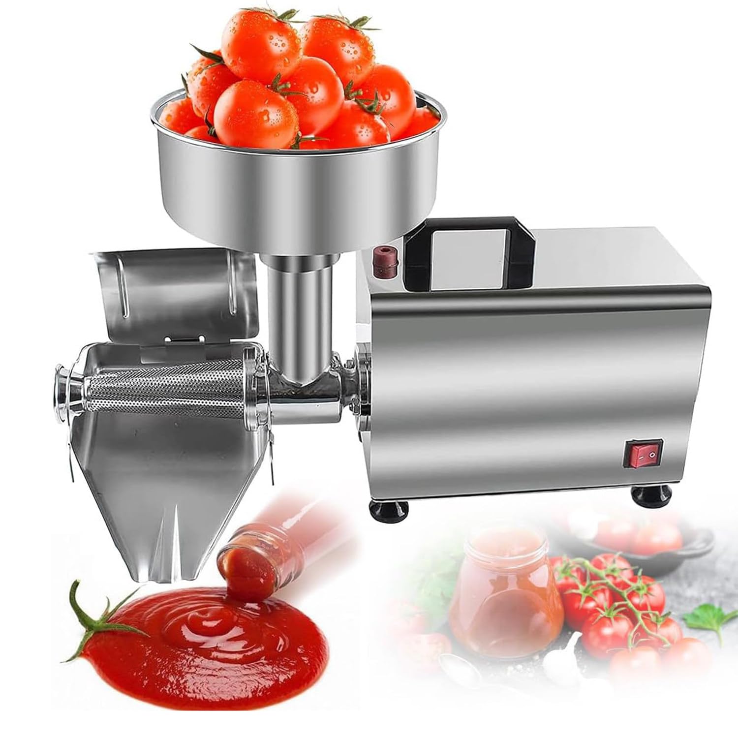 MYUYEE Commercial Tomato Strainer Machine, 450W Electric Tomato Strainer Commercial Tomato Milling Machine, Food Strainer and Sauce Maker, Fruit Press Squeezer