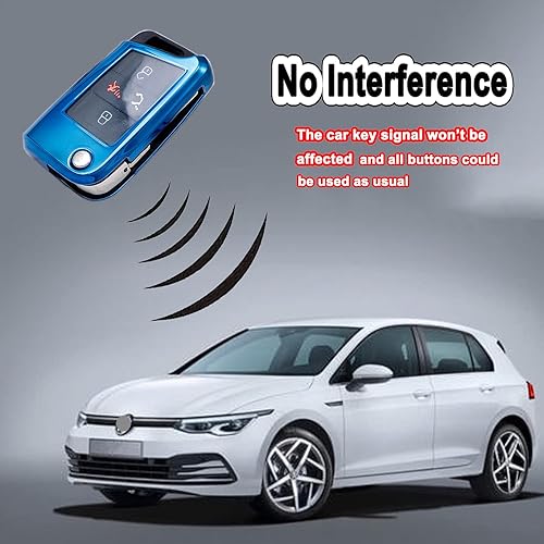 Miniatura 4 de Funda para llavero Volkswagen de protección completa TPU suave para llave inteligente, compatible con VW 2016-2017 Golf Polo GTI 2018 2019 Tiguan