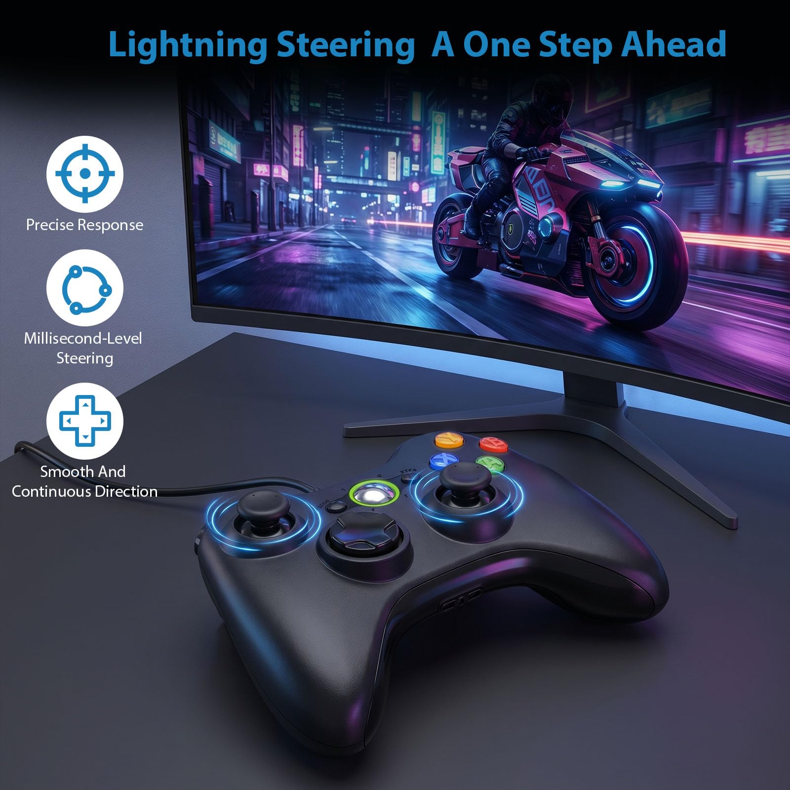 Vexnaro 2 per Controller Compatibile con Xbox 360 Confezione, Joystick Ergonomico und Dual Vibration, Controllo Preciso, Gamepad USB con Cavo, Compatibile con Windows XP/7/8/10