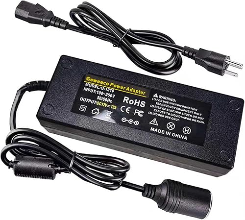 Convertidor de CA a CC, 100 V  240 V a 12 V 10 A 120 W, adaptador de fuente de alimentación de CACC para inflador de neumáticos, refrigerador de