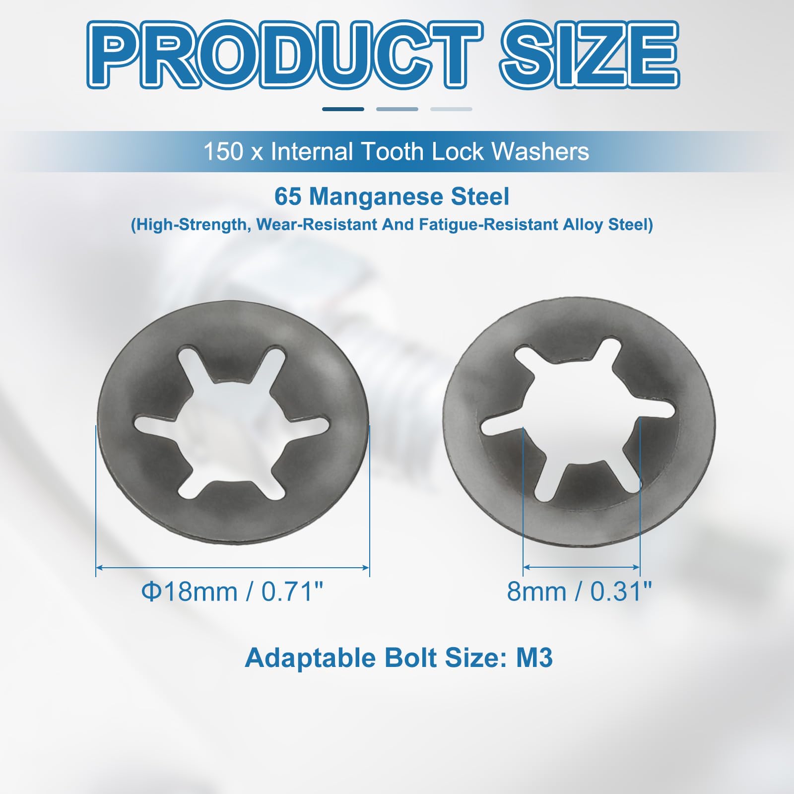PATIKIL M8 Star Internal Tooth Lock Washers - Image 2
