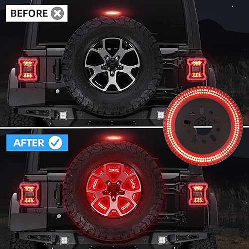 Miniatura 10 de SUPAREE Luz de freno de repuesto para Jeep Wrangler 2007-2017 JK JKU YJ TJ, Plug and Play 4 tercera luz de freno LED trasera luz de rueda LED roja