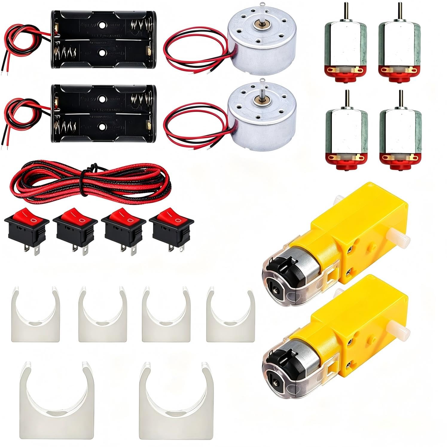 ECSiNG – 36 Pièces : Mini Moteurs DC 3V-5V + Supports + Hélices – Kit Bricolage Scientifique