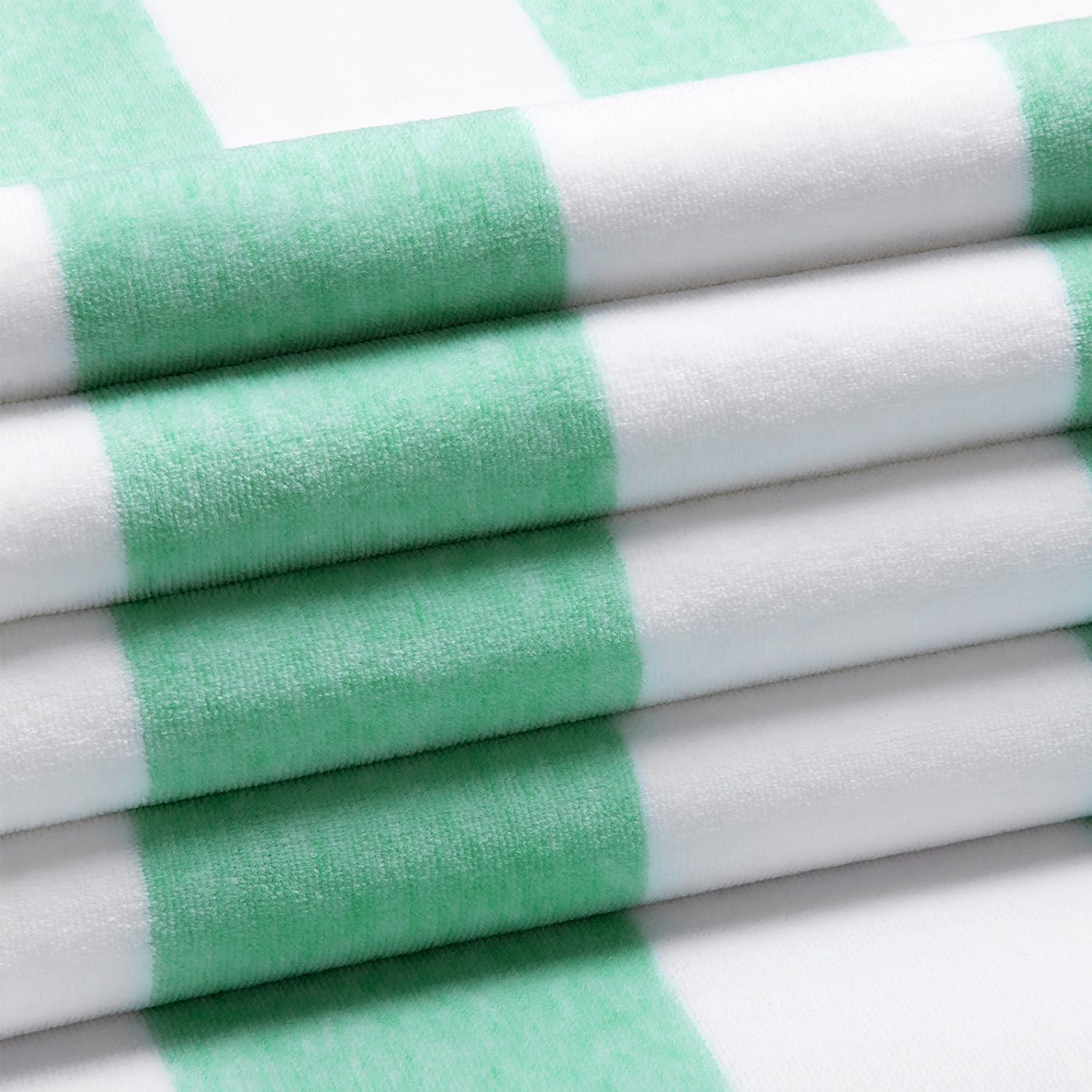 HENBAY Cotton Oversized Beach Towel - Large 70 x 35 Inch Pool Towel, Green Striped Quick Dry Swimming Cabana Towel