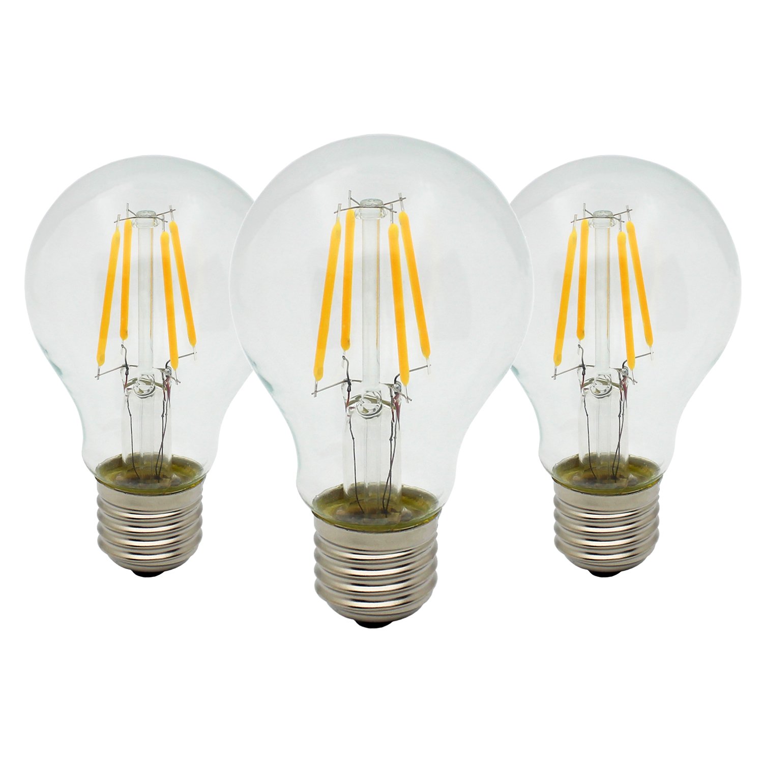 3 Pack A60 E27 4W Retro Edison Filament LED Bulbs Antique Vintage Style Light, Not Dimmable, Warm White 2700K, 300LM, 30W Incandescent Replacement, AC220-240V
