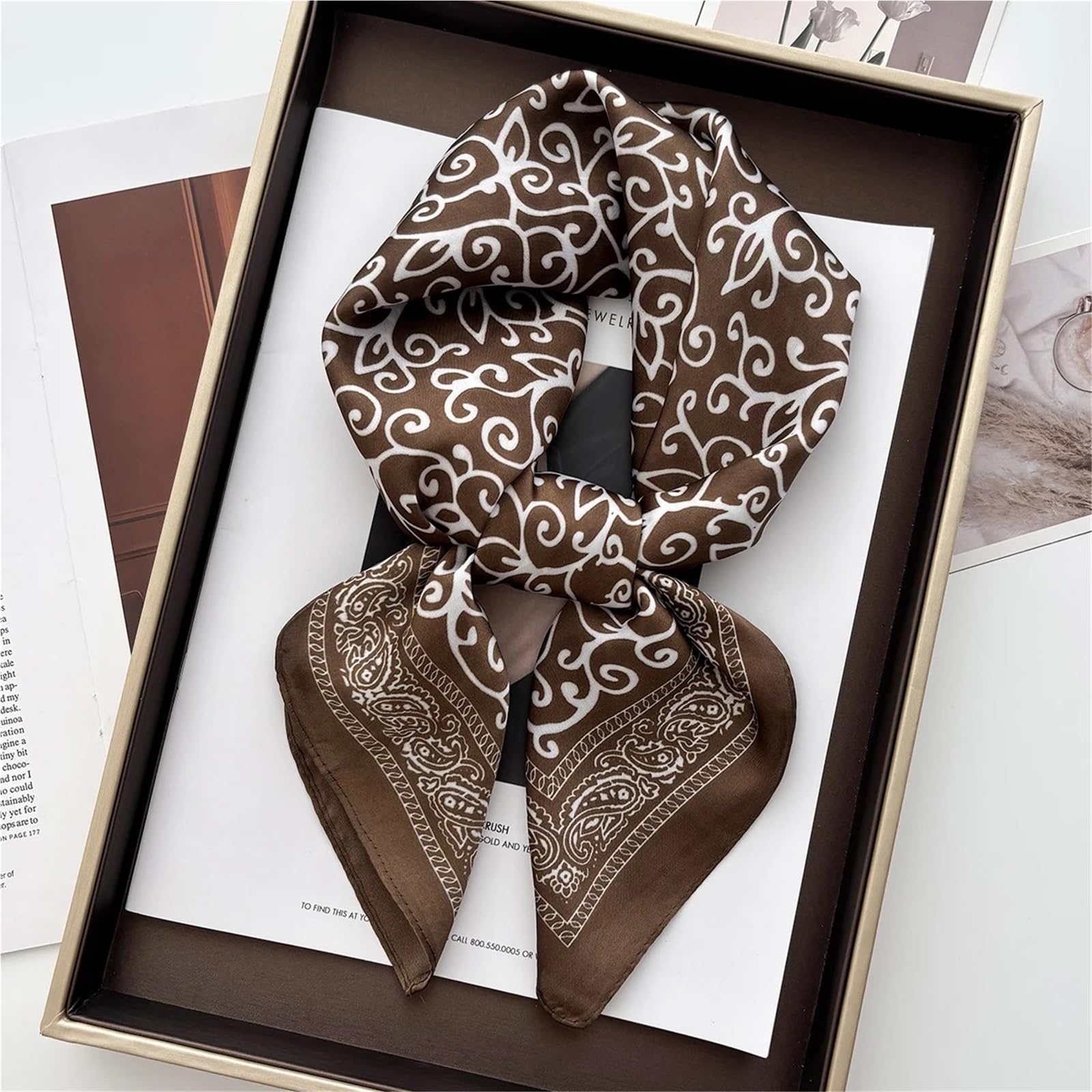 Bufanda de Seda for Mujer, Bufandas Estampadas, pañuelo Cuadrado de satén Suave, chales for Mujer, Hijab 70X70CM