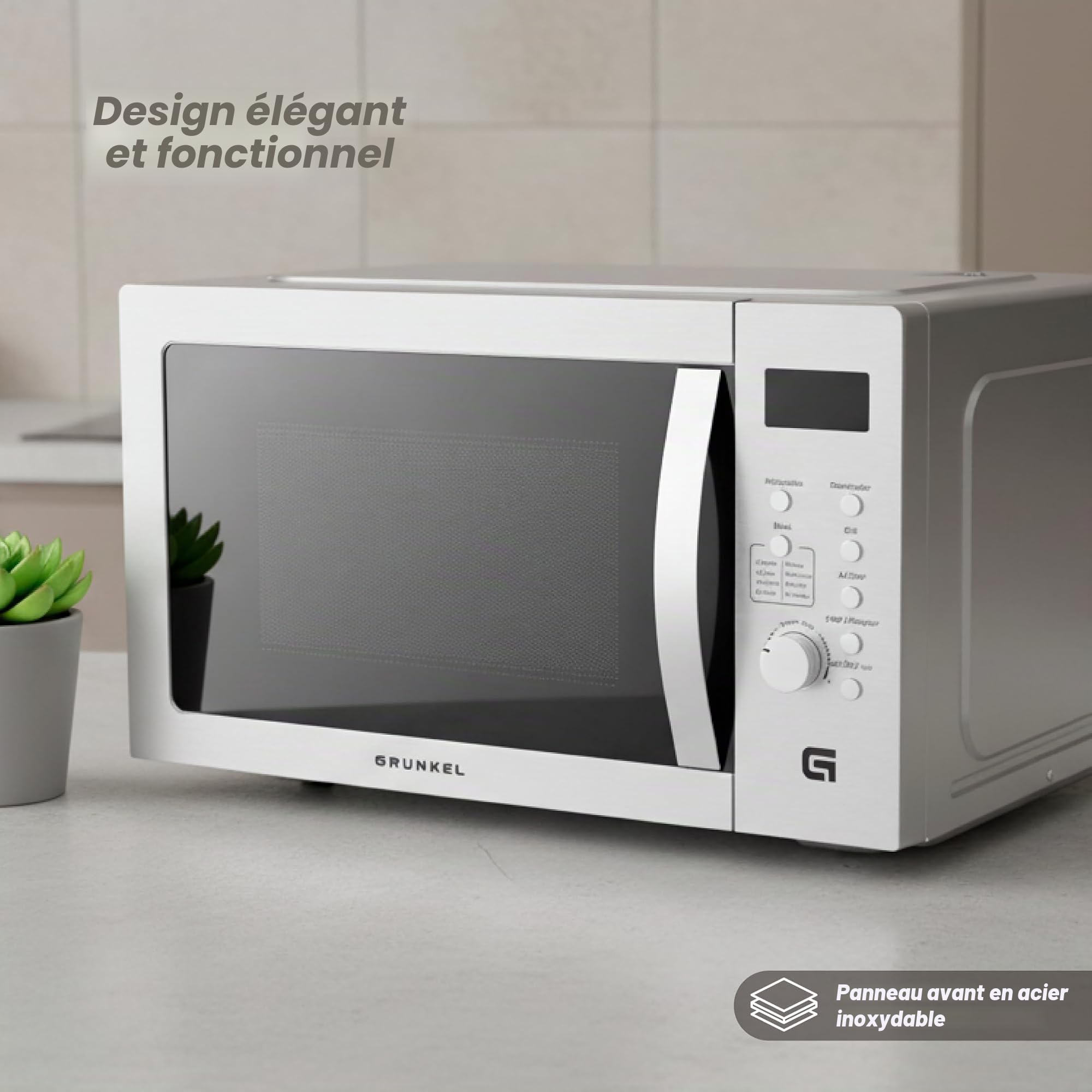 Four à micro-ondes avec grill et airfryer Grunkel MW-28AIRFRYER de 28 litres et 3 fonctions, micro-ondes 900 W, grill 1200 W, airfryer et four 2200 W avec 5 niveaux de puissance, 8 programmes et