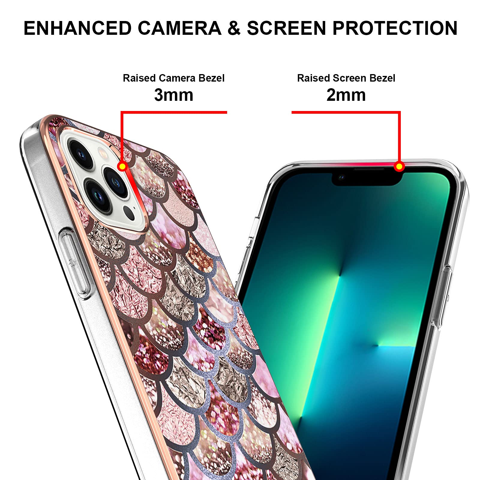BRAND SET Cover per iPhone 13 Pro 6,1 Placcatura in Conchiglia Marmo