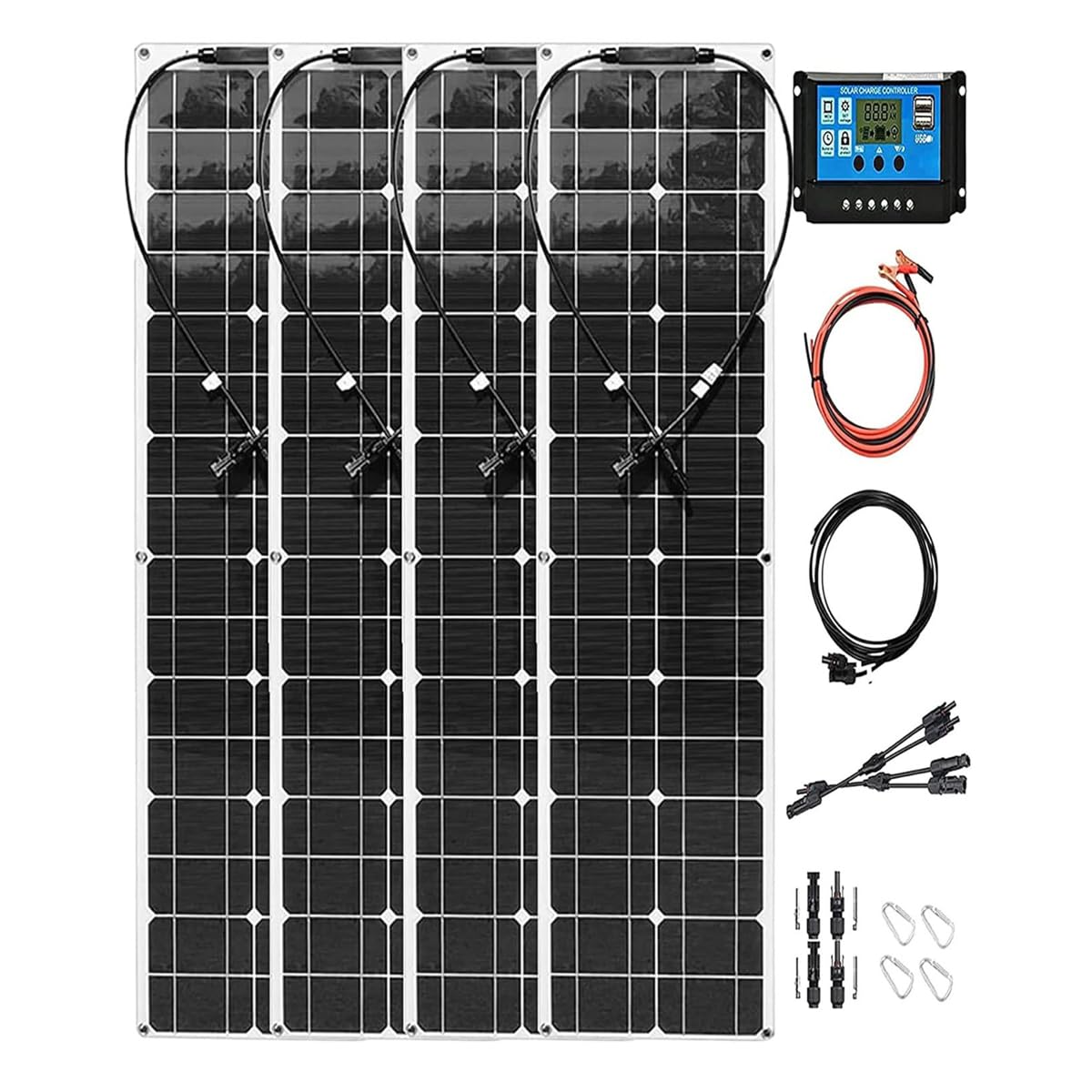 SEVOLY 800W Monocrystalline Solar Panel, 4X200w Flexible Solar System Kit, Mono Solar Panels,40A Controller PV Connector, for Home,RV,Caravan,Boat