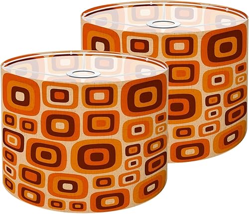 Miniatura 13 de Lamp Shades Set of 2 Wavy Swirl Psychedelic Groovy 70s 1970s Style Mid Century Orange Retro Drum Lamp Shades for Table Lamps Floor Lamps Pendant
