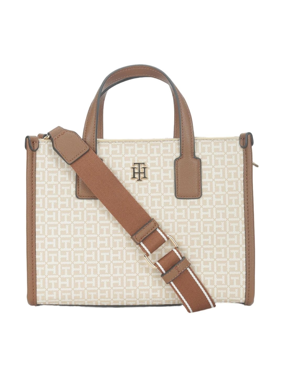 tommy hilfiger Logo Beige Polyurethane Tote Bag-picture-45