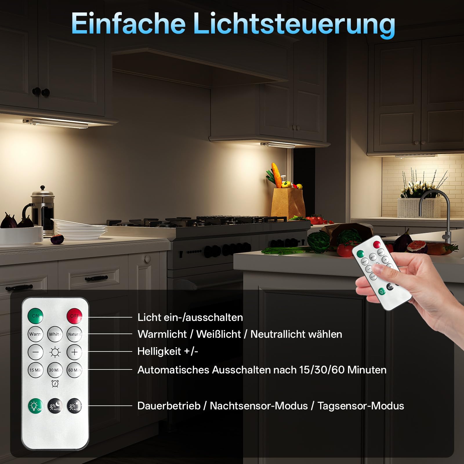 Schrankbeleuchtung mit Ladestation, 6 Stück Schranklicht mit Bewegungsmelder, Dimmbar Helligkeit, 3 Betriebsmodi & 3 Farbtemperaturen, Unterbauleuchte Küche Led Akku für Schränk, Küche