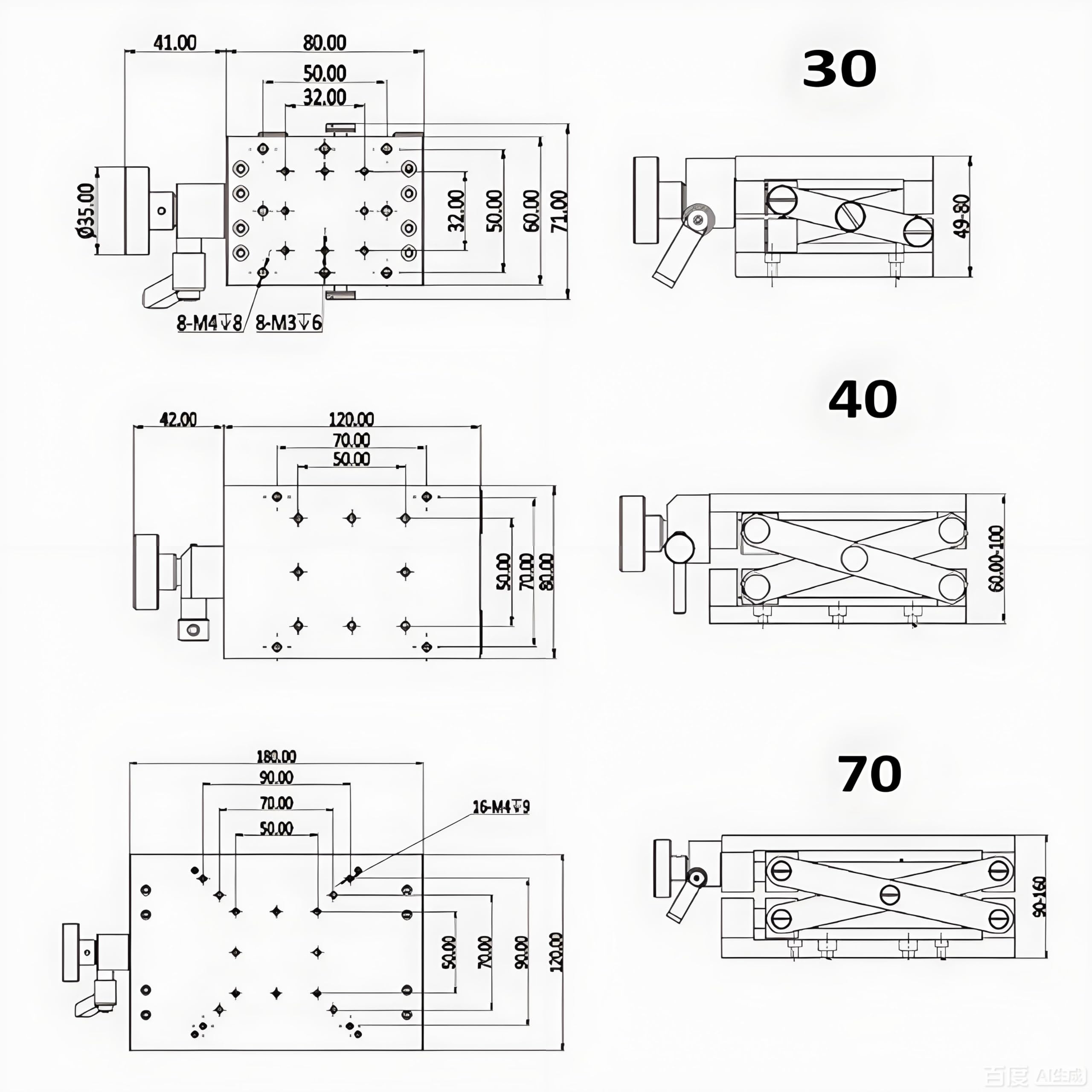 Plataforma de elevación manual de tijera con diseño de eje Z que ahorra espacio, construcción de aleación de aluminio, precios, trabajo, viaje, 30 70 mm, ideal para Worhops y proyectos