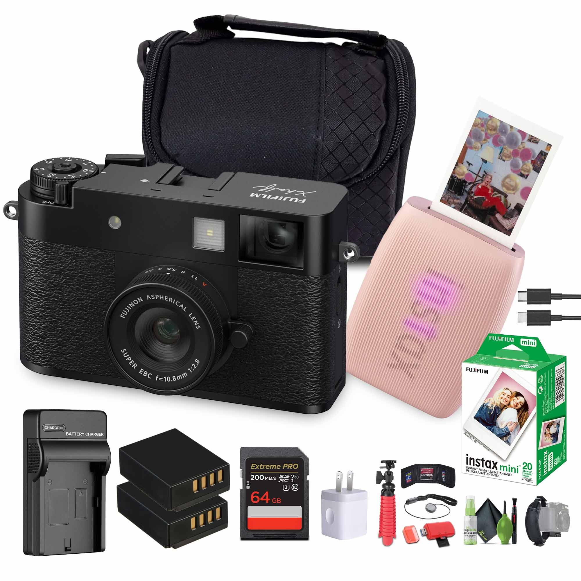 FUJIFILM X Half Point & Shoot Camera (Black) & Photo Bundle