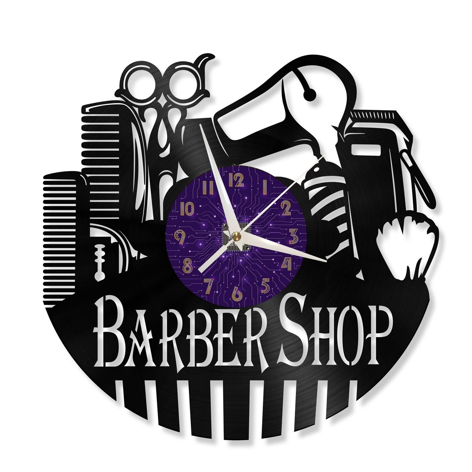 Horloge vinyle Barber Shop 12 pouces pour décorer le salon et la chambre