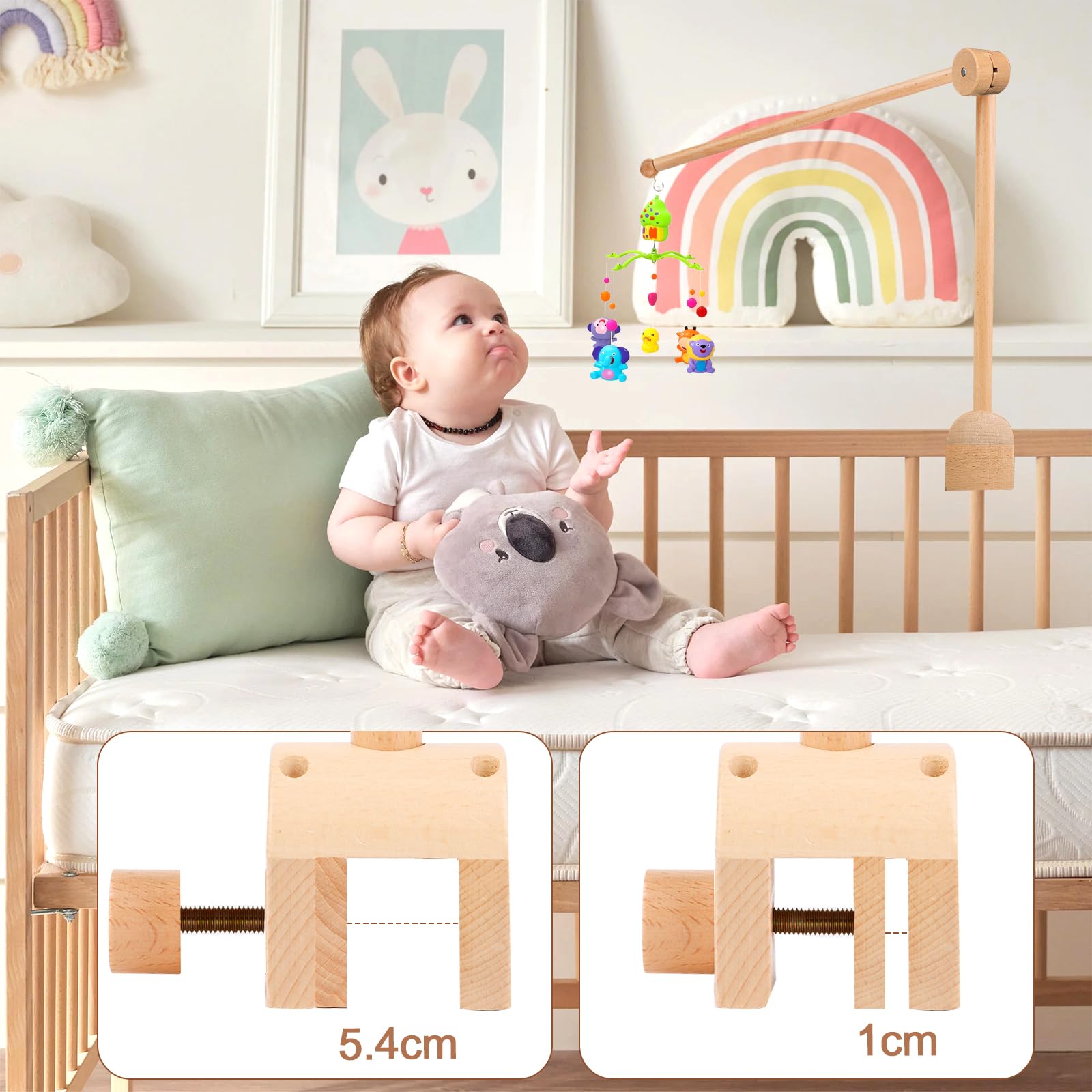 Support mobile réglable pour table à langer pour chambre d'enfant, support mobile en bois pour bébé, support mobile à suspendre, lits d'enfants et tables à langer, jouets