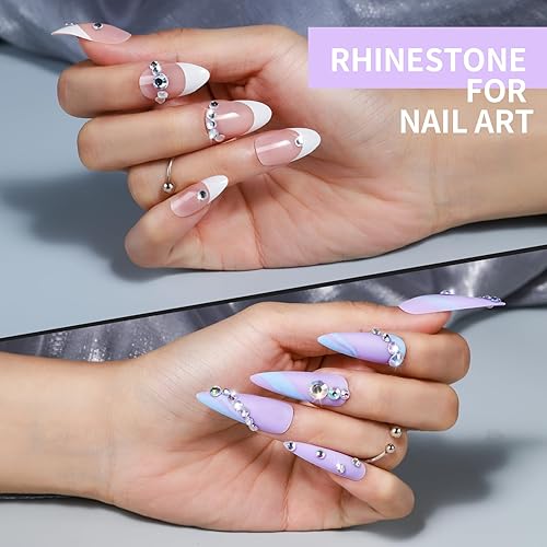 Miniatura 7 de Teenitor Calcomanías autoadhesivas de diamantes de imitación para rostro, 650 piezas de joyas de maquillaje para festivales, diamantes de imitación