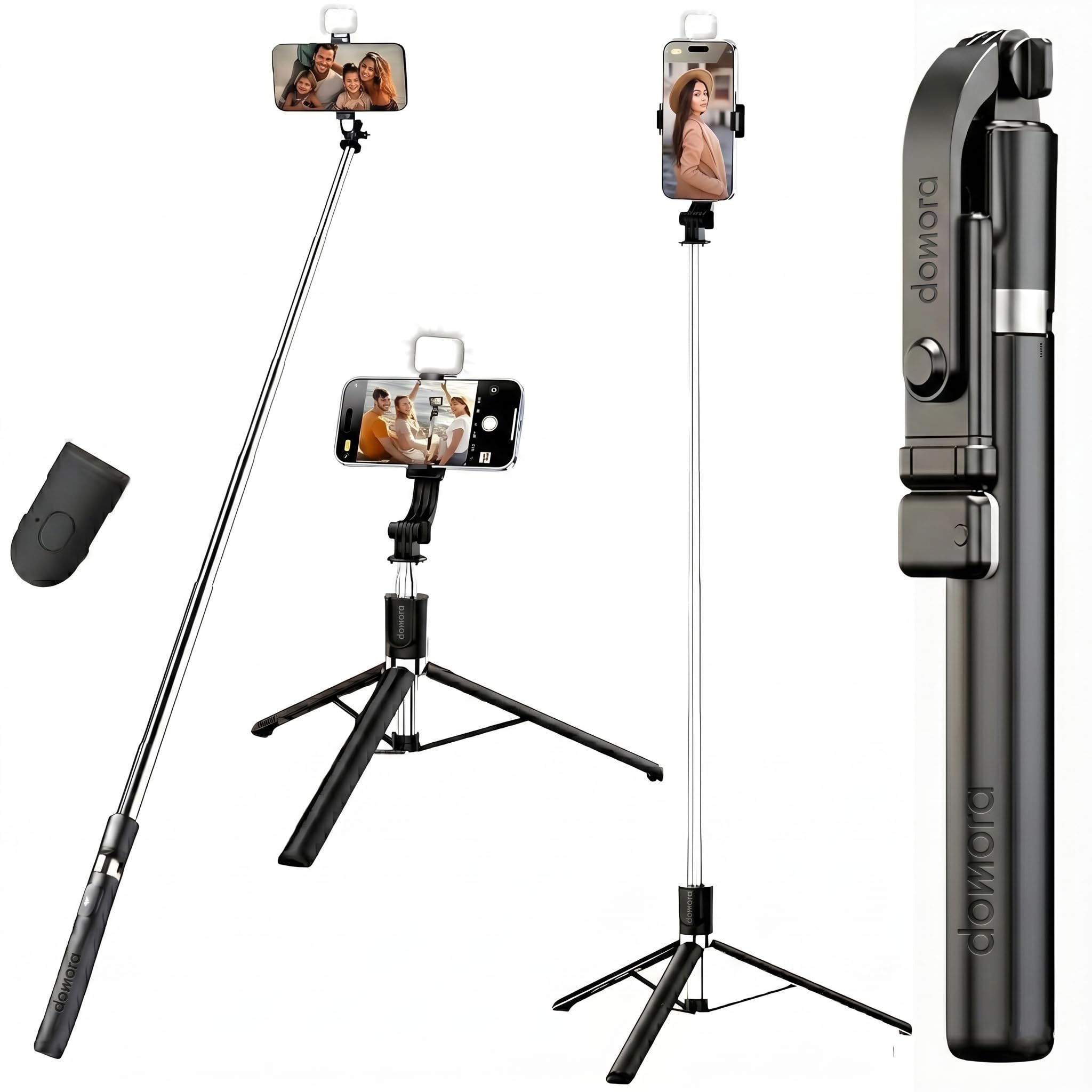67" Selfie Stick Tripod with LED Light - 170CM Reinforced Mobile Tripod Stand with Wireless Bluetooth Remote, Multi-Functional Portable Long Selfie Stick for Vlogging, Travel & Live Stream-image-44