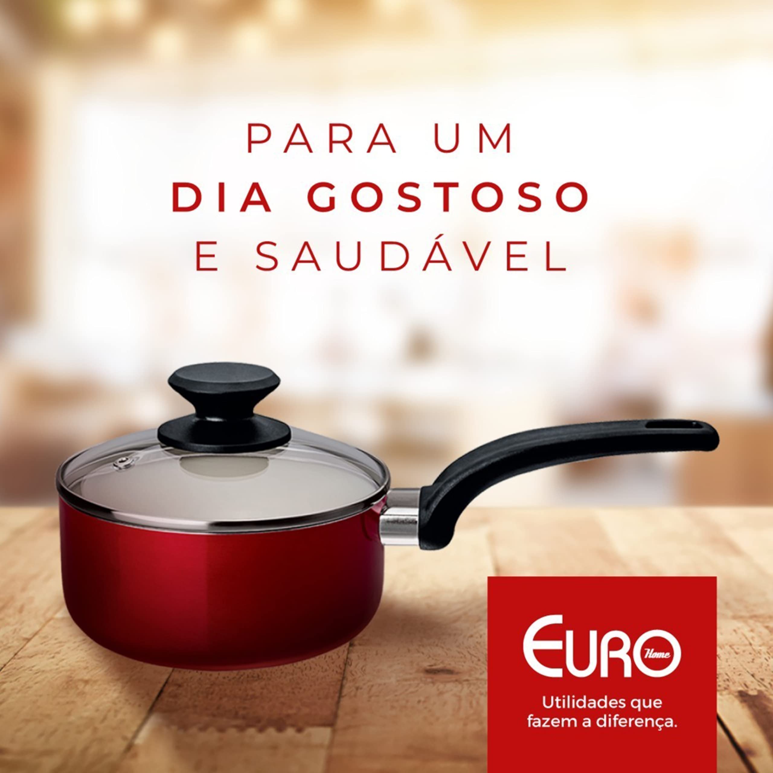 Euro Home - Panela 20 cm de Alumínio com Revestimento Antiaderente