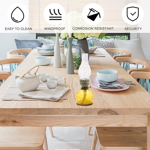 Miniatura 6 de Lámpara de cristal de queroseno, lámpara de vidrio transparente para chimenea, 6.88 x 3 pulgadas, repuesto soplado a mano para lámparas de estilo