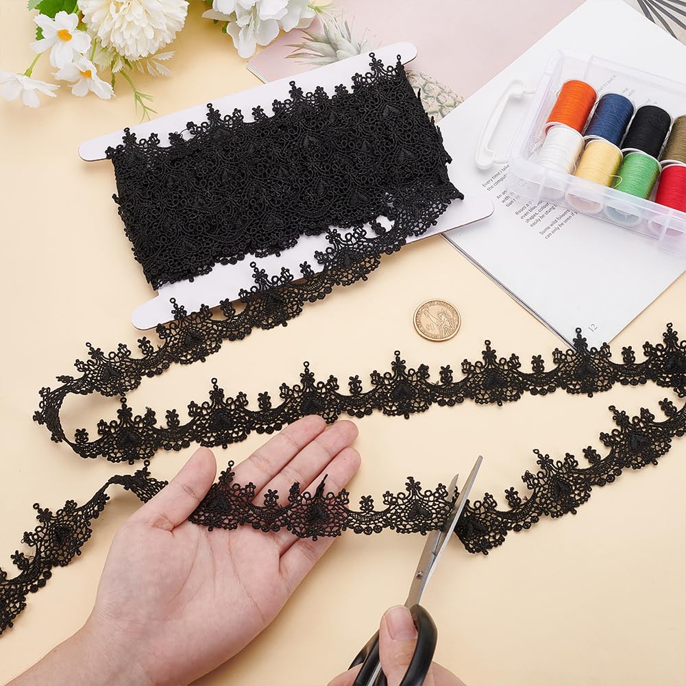 MAYJOYDIY Spitzenband mit Blumenmuster, 4,1 cm, gewellt, Vintage-Stil, Herzen, Spitzenborte für Braut, Hochzeit, Dekoration, Weihnachten, Paket, DIY, Nähen, Bastelbedarf, 7,5 Meter