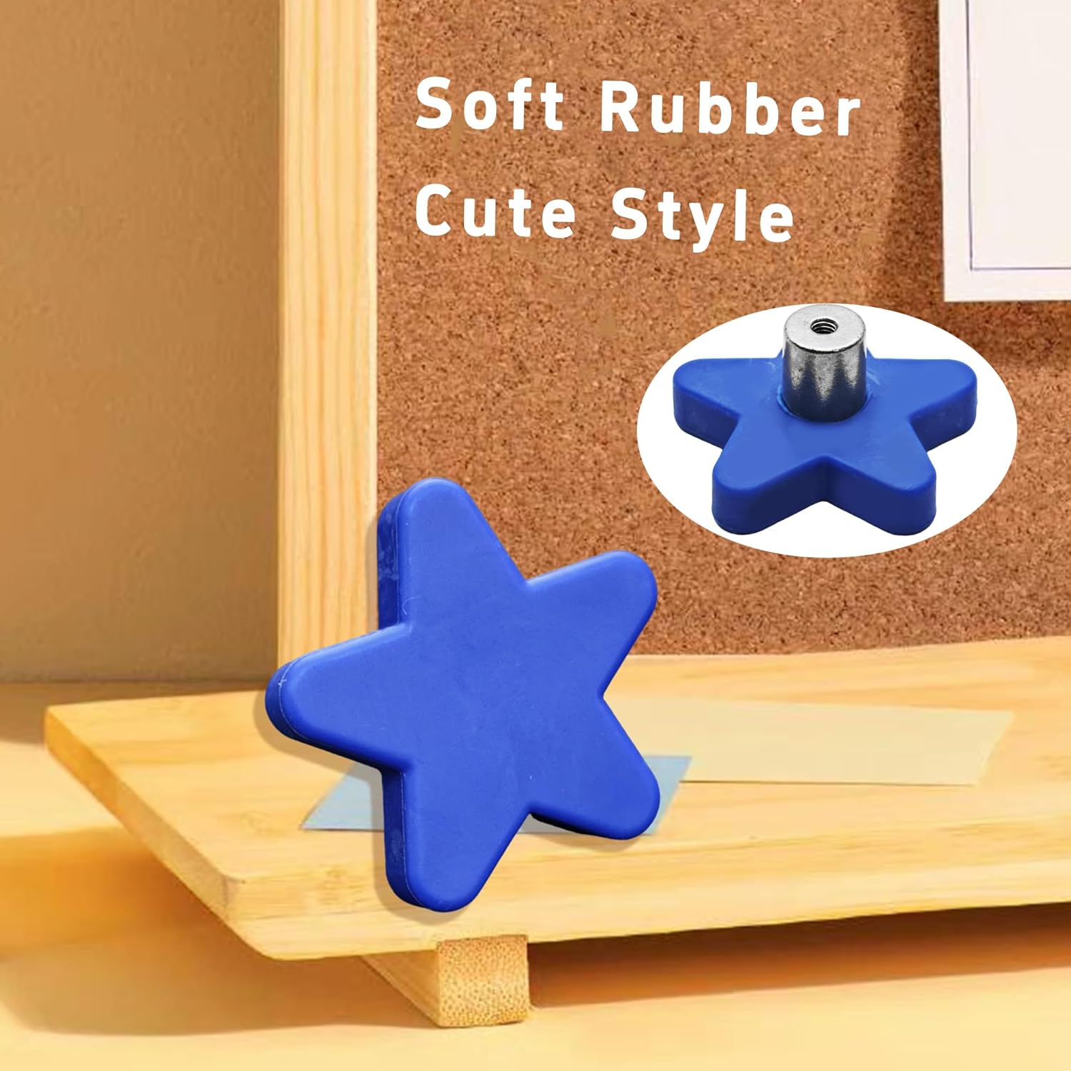 6PCS Soft Rubber Cabinet Knobs, Cute Cartoon Shape Single Hole Drawer Pulls Handle for Kids' Room Kitchen Cupboard Closet Wardrobe(Blue Star)
