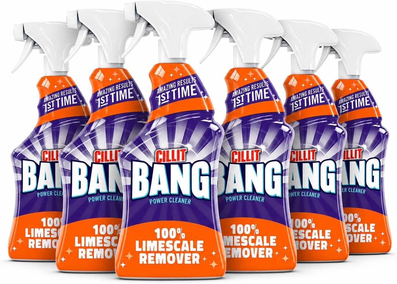 Cillit Bang Lot de 6 détartrants, 750 ml chacun, utilisation dans les douches, salles de bains, cuisine, élimine le calcaire, la saleté et la rouille